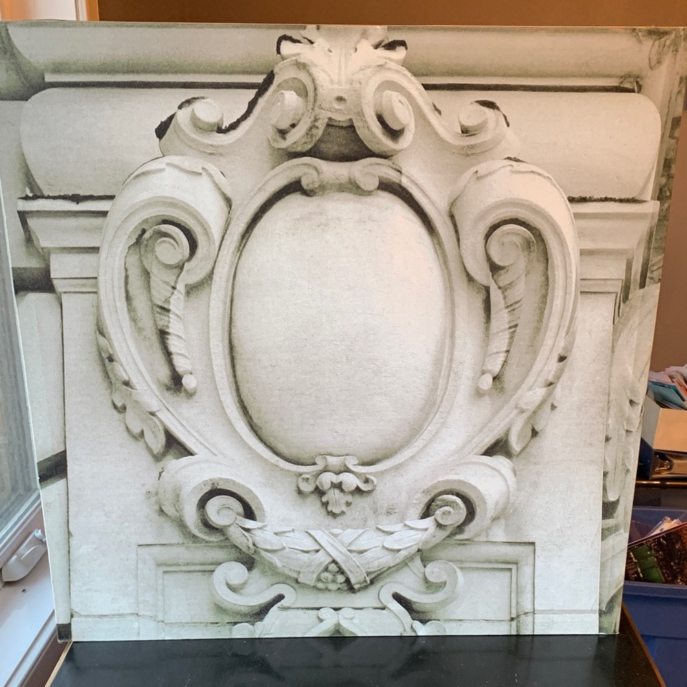Canvas photography. Taken in Paris black and white medallion.